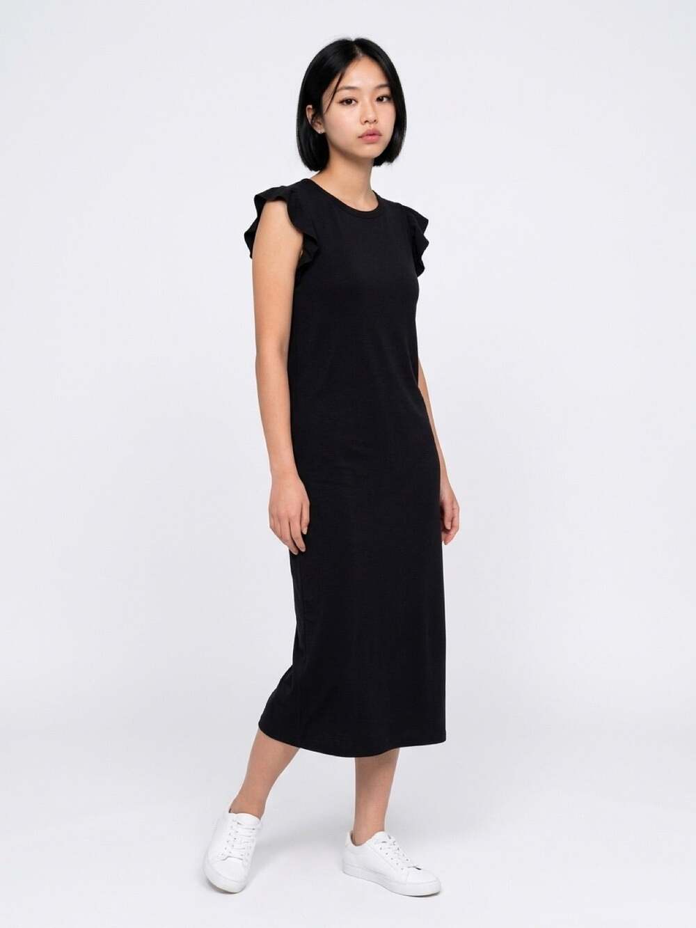 Evereve Z supply NWT blakely ruffle dress black size m